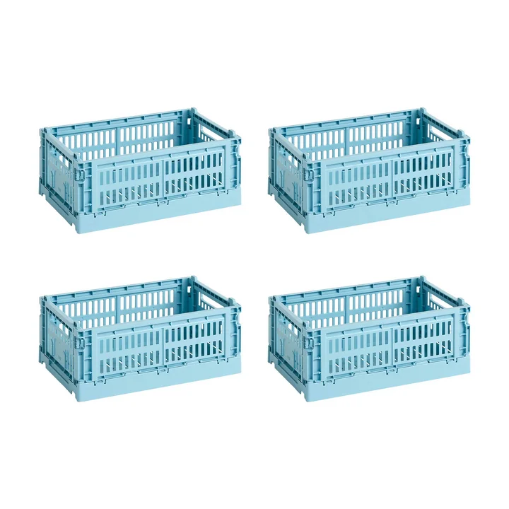 HAY - Colour Crate Mand S, 26,5 x 17 cm, light blue, recycled (set van 4)