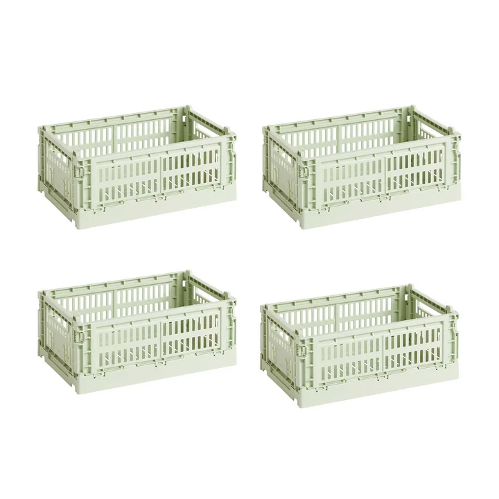 HAY - Colour Crate Mand S, 26,5 x 17 cm, mint, recycled (set van 4)