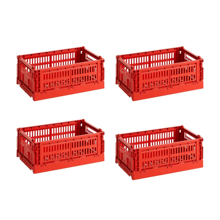 HAY - Colour Crate Mand S, 26,5 x 17 cm, red, recycled (set van 4)