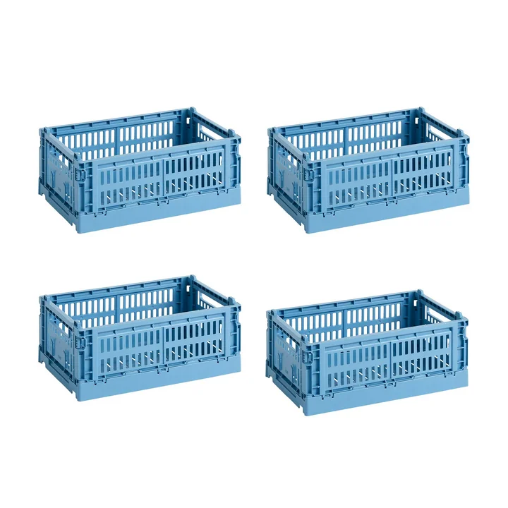 HAY - Colour Crate Mand S, 26,5 x 17 cm, sky blue, recycled (set van 4)