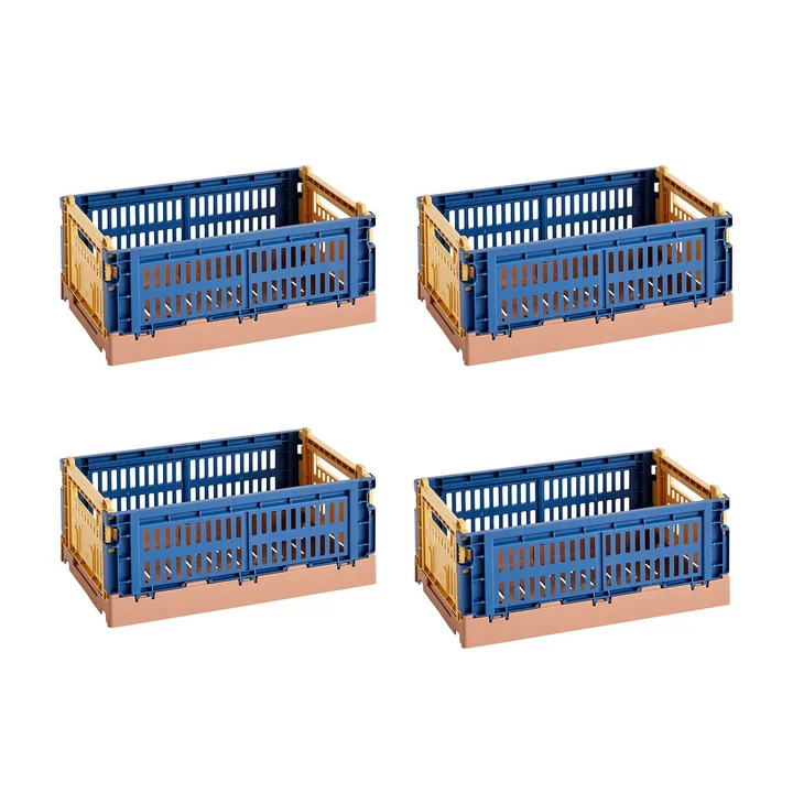 HAY - Colour Crate Mix mand S, 26,5 x 17 cm, dark blue, recycled (set van 4)