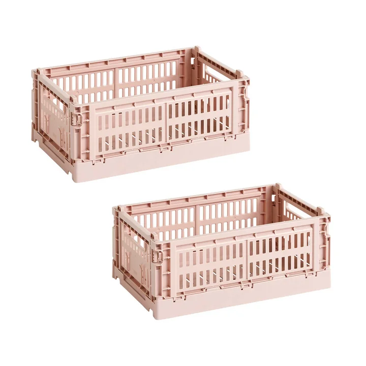 HAY - Colour Crate Mand S, 26,5 x 17 cm, blush, recycled (set van 2)