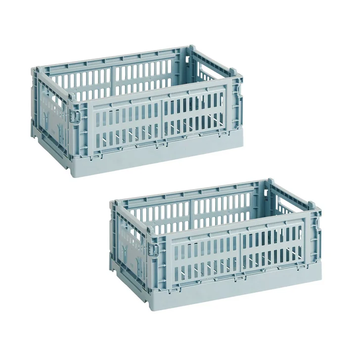 HAY - Colour Crate Mand S, 26,5 x 17 cm, dusty blue, recycled (set van 2)