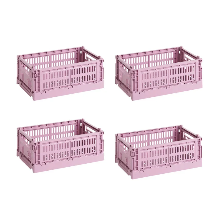 HAY - Colour Crate Mand S, 26,5 x 17 cm, dusty rose, recycled (set van 4)