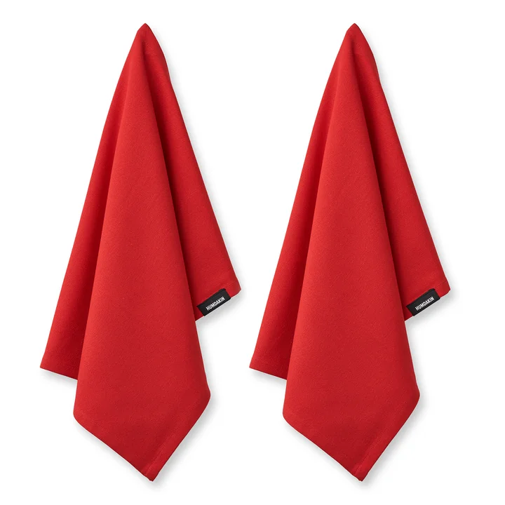 Humdakin - Theedoek van biologisch katoen, 45 x 70 cm, rushing red (set van 2)