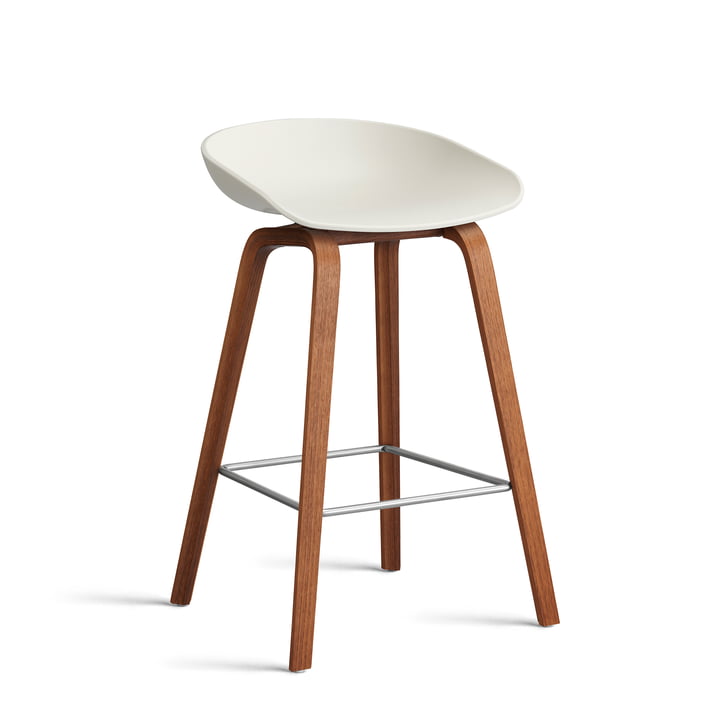 Hay About A Stool AAS 2. - 32 H 75 cm, walnoot gelakt / roestvrij staal / melange crème 0