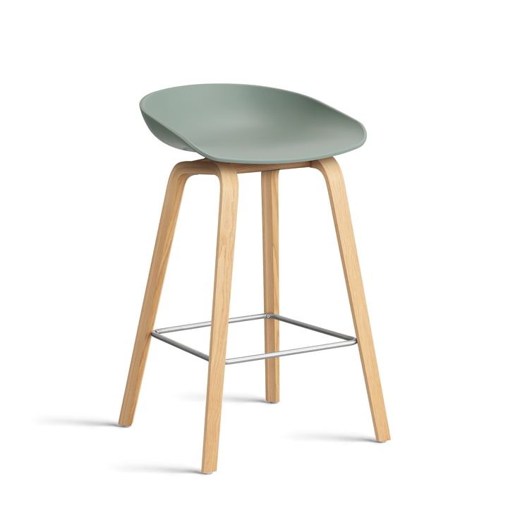 Hay About A Stool AAS 2. - 32 H 75 cm, gelakt eiken / roestvrij staal / herfstgroen 0