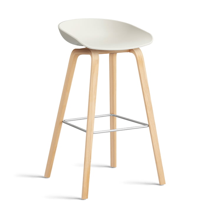 Hay About A Stool AAS 2. - 32 H 85 cm, gezeept eiken / roestvrij staal / melange crème 0