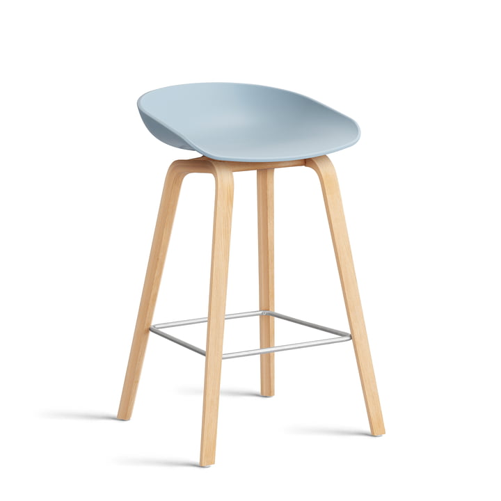 Hay About A Stool AAS 2. - 32 H 75 cm, gezeept eiken / roestvrij staal / leiblauw 0