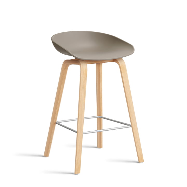 Hay About A Stool AAS 2. - 32 H 75 cm, gezeept eiken / roestvrij staal / kaki 0