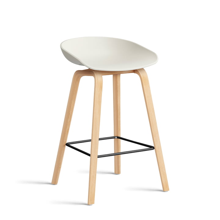 Hay About A Stool AAS 2. - 32 H 75 cm, gezeept eiken / zwart staal / gemêleerd crème 0