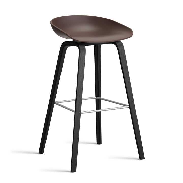 Hay About A Stool AAS 2. - 32 H 85 cm, zwart gelakt eiken / roestvrij staal / rozijn 0