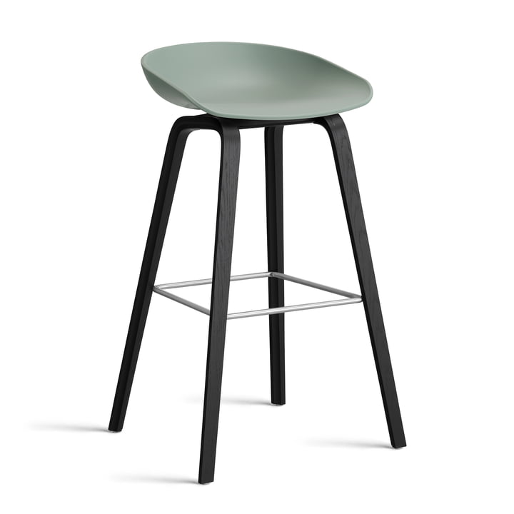 Hay About A Stool AAS 2. - 32 H 85 cm, eiken zwart gelakt / roestvrij staal / herfstgroen 0