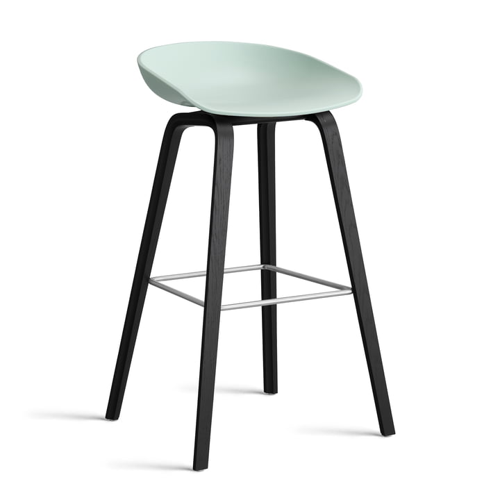 Hay About A Stool AAS 2. - 32 H 85 cm, eiken zwart gelakt / roestvrij staal / mint stof 0