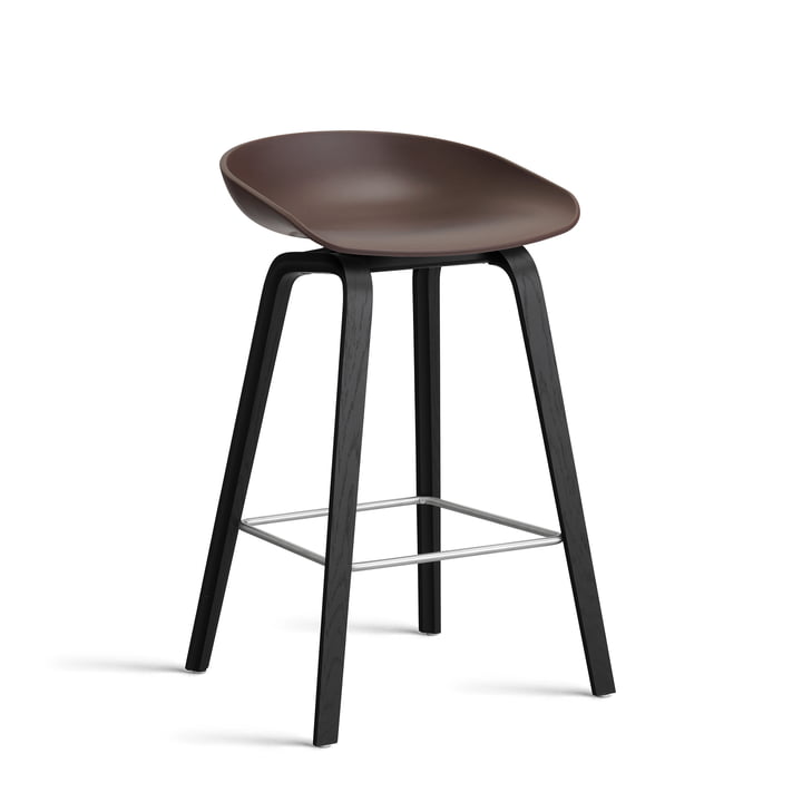 Hay About A Stool AAS 2. - 32 H 75 cm, zwart gelakt eiken / roestvrij staal / rozijn 0