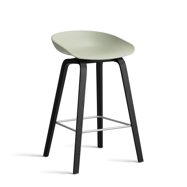 Hay About A Stool AAS 2. - 32 H 75 cm, zwart gelakt eiken / roestvrij staal / pastelgroen 0