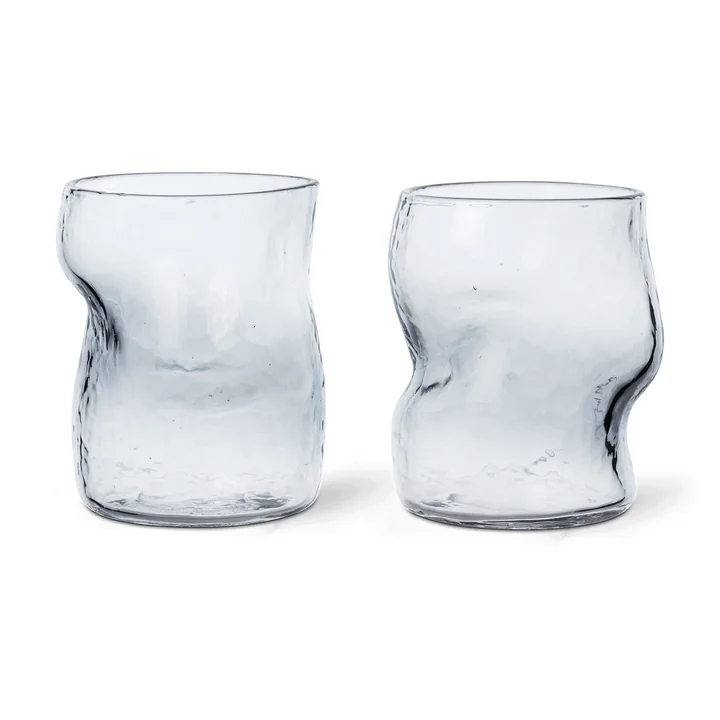 Ferm Living - Dimple drinkglas, helder (set van 2)