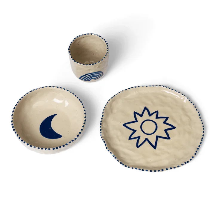 Ferm Living - Naive Keramiek Set, diepblauw