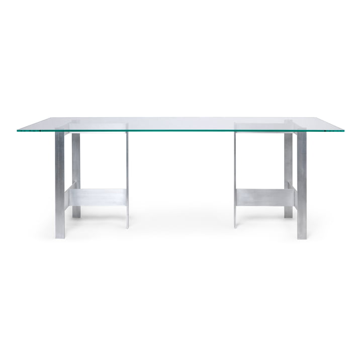 Lager ferm Living - Eettafel, 200 x 90 cm, glas / aluminium