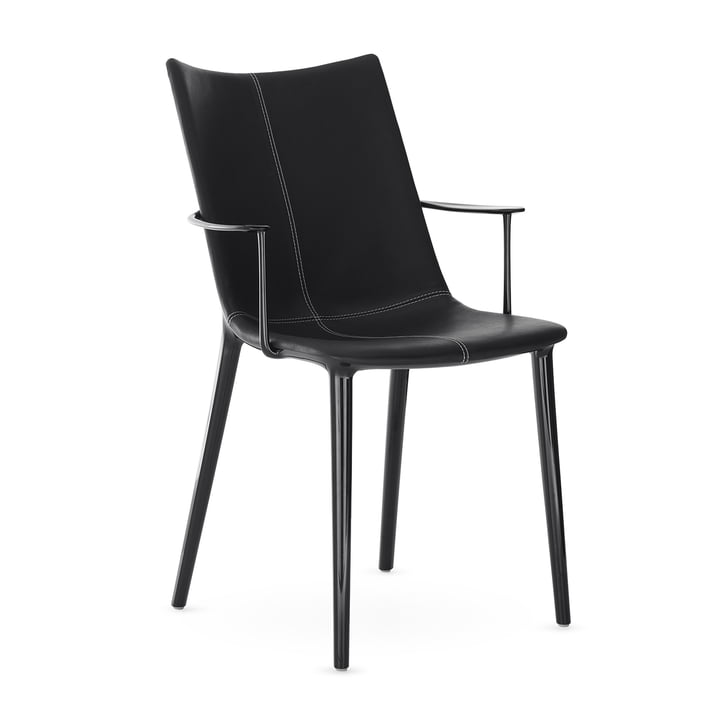 Kartell - H.H.H. fauteuil, zwart / zwart leer