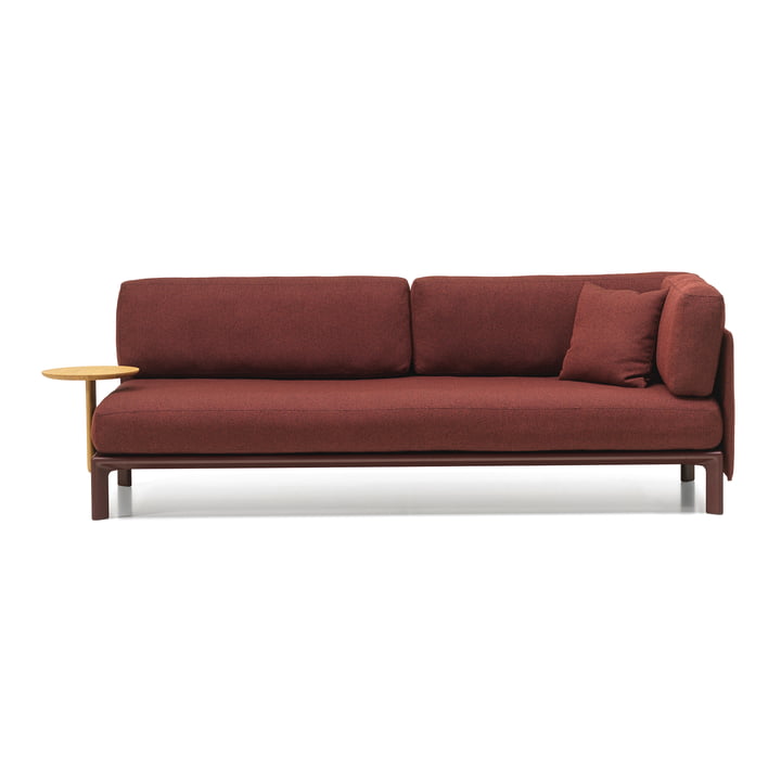 Vitra - Anagram flexibele modulaire bank, 226,5 x 95 cm, incl. 2 kussens, donker bordeaux / donkerrood gemêleerd (Cento 12) + aanschuiftafel