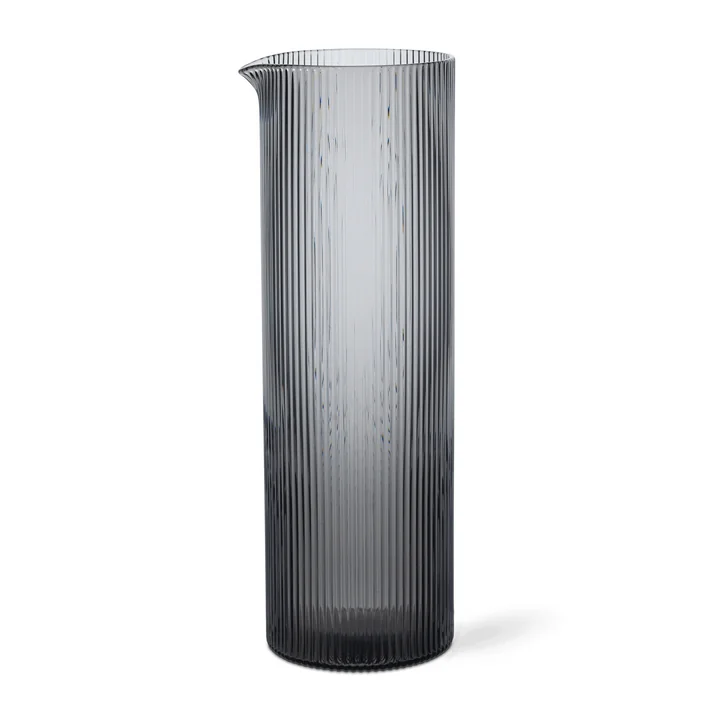Ferm Living - Ripple Waterkaraf, 1,1 l, gerookt grijs