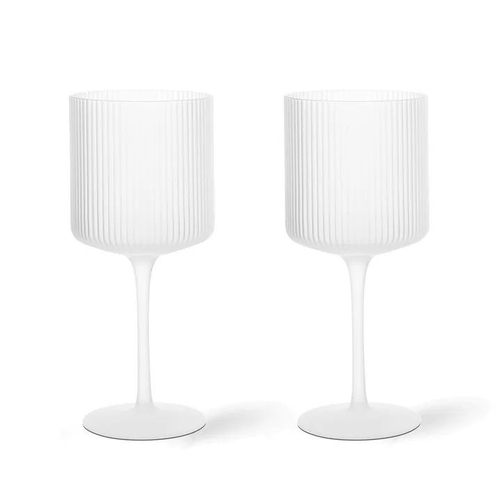 Ferm Living Ripple - Rode wijnglas, mat (set van 2)