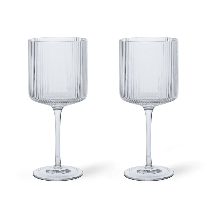 ferm Living Ripple - Rood wijnglas, helder (set van 2)