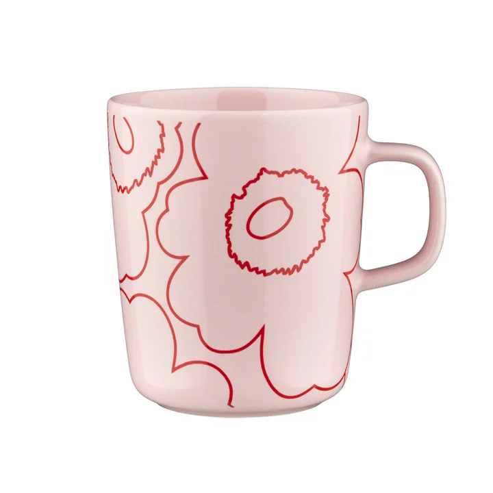 Marimekko - Oiva Piirto Unikko mok met handvat, 250 ml, roze