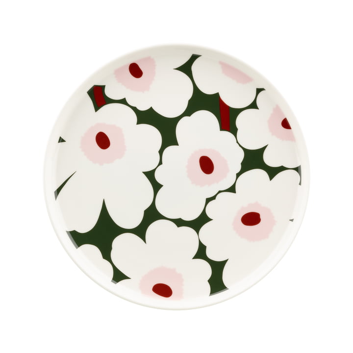 Marimekko Oiva Unikko - Bord, Ø 25 cm, groen / roze