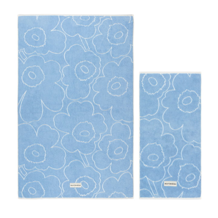 Marimekko & - Piirto Unikko badhanddoek Handdoekenset, blauw/wit (set van 2)