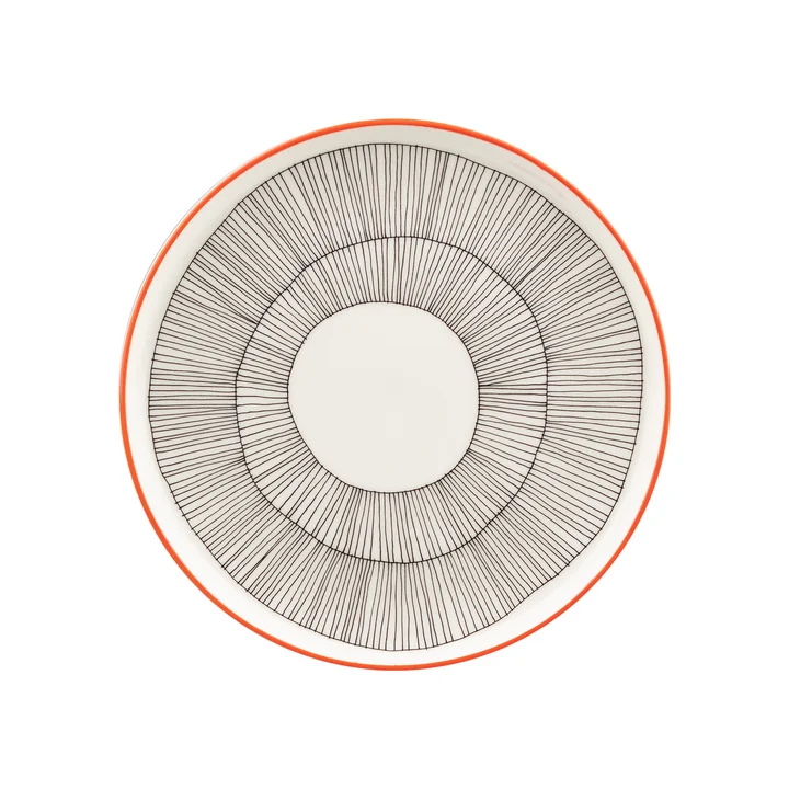 Marimekko - Oiva Kukat Puhkeavat bord, 20 cm, wit / zwart / oranje