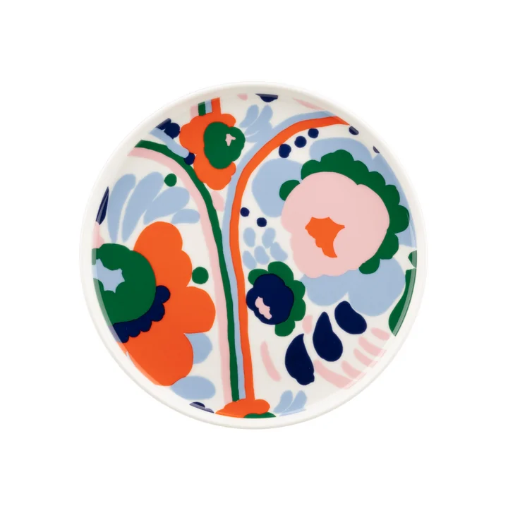 Marimekko - Oiva Karuselli Bord, Ø 20 cm, wit / donkerblauw / oranje / roze