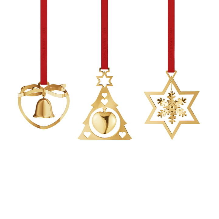 Georg Jensen - Miniatuur kerstmobiel 2024, goud (set van 3)