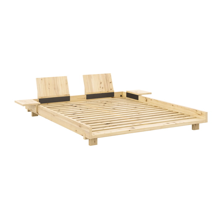 Karup Design - Sociaal bed incl. rugleuning en 2 nachtkastjes, 160 x 200 cm, blank grenen