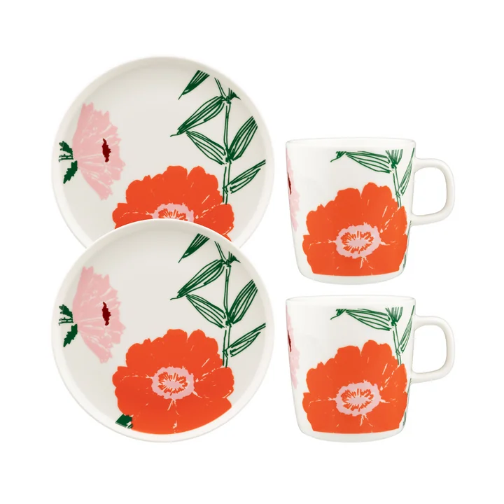 Marimekko - Oiva Puutarhakutsut ontbijtset, veelkleurig (4 stuks)