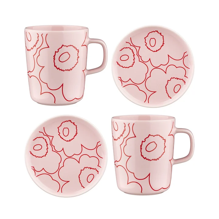 Marimekko - Oiva Piirto Unikko servies (4 stuks)