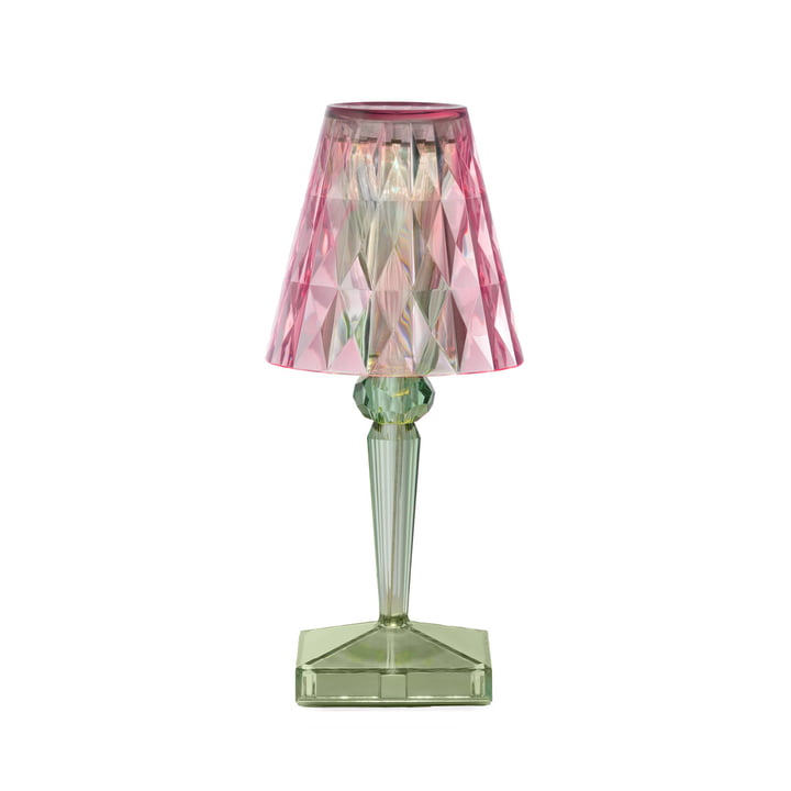 Kartell - Battery Oplaadbare tafellamp H 26 cm, pastelroze / mint