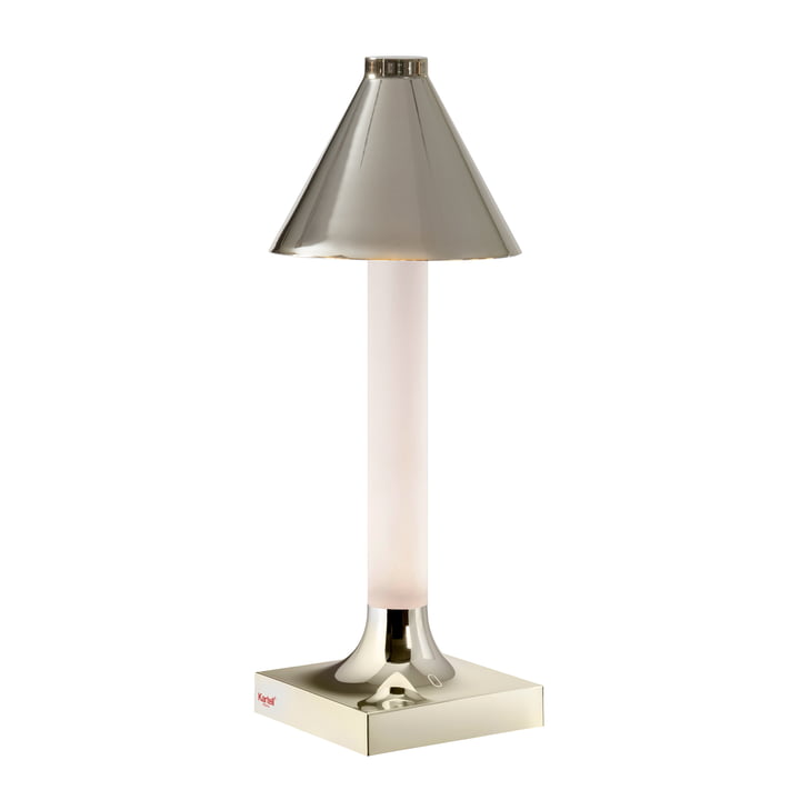 Kartell - Goodnight LED oplaadbare lamp, H 31,5 cm, diffuser Ø 11,8 cm, champagne glanzend