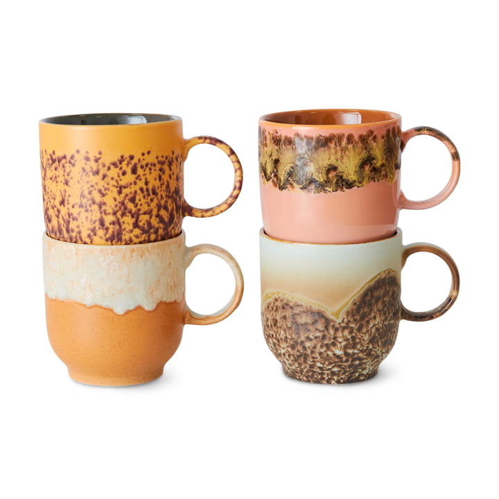 HKliving - 70's koffiekopje, 250 ml, cape (set van 4)