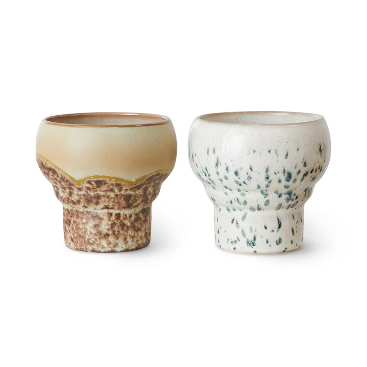 HKliving 70's - Lungo mok, 240 ml, koraal (set van 2)