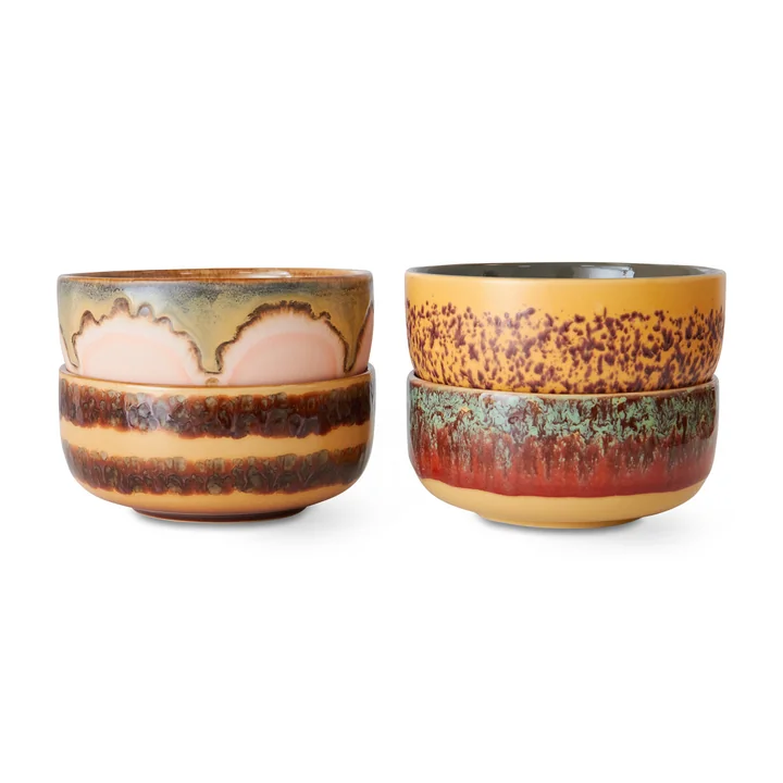 HKliving - 70's Dessertkom, Ø 12,5 cm, habour (set van 4)
