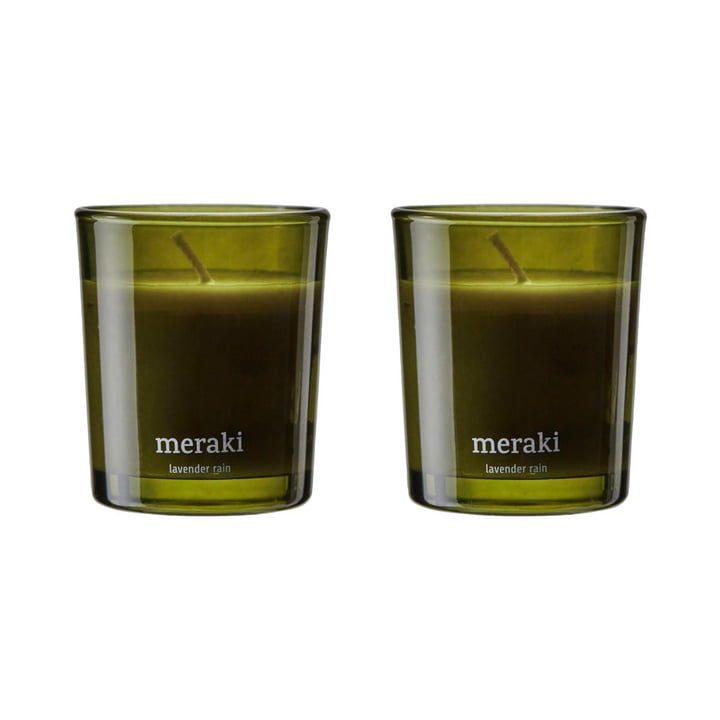 Meraki - Geurkaars, Ø 6 cm, Lavendelregen (set van 2)