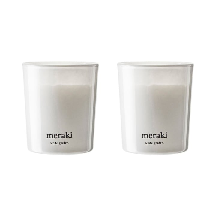 Meraki - Geurkaars, Ø 6 cm, Tuin wit (set van 2)