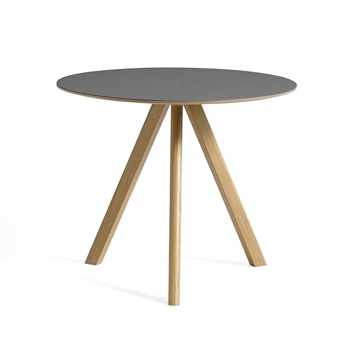HAY - Copenhague CPH20 2. 0 Tafel Ø 90 cm, gelakt eiken / grijs linoleum