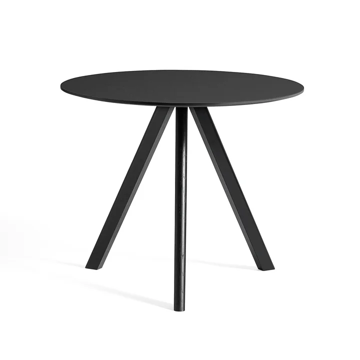 HAY - Copenhague CPH20 2. 0 Tafel Ø 90 cm, zwart / linoleum zwart
