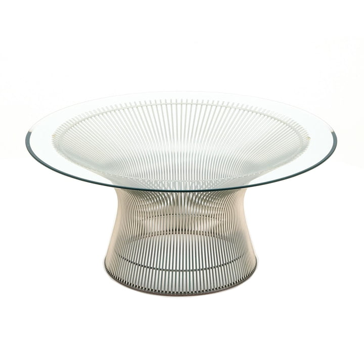 Knoll - Platner salontafel, gepolijst nikkel / kristalglas