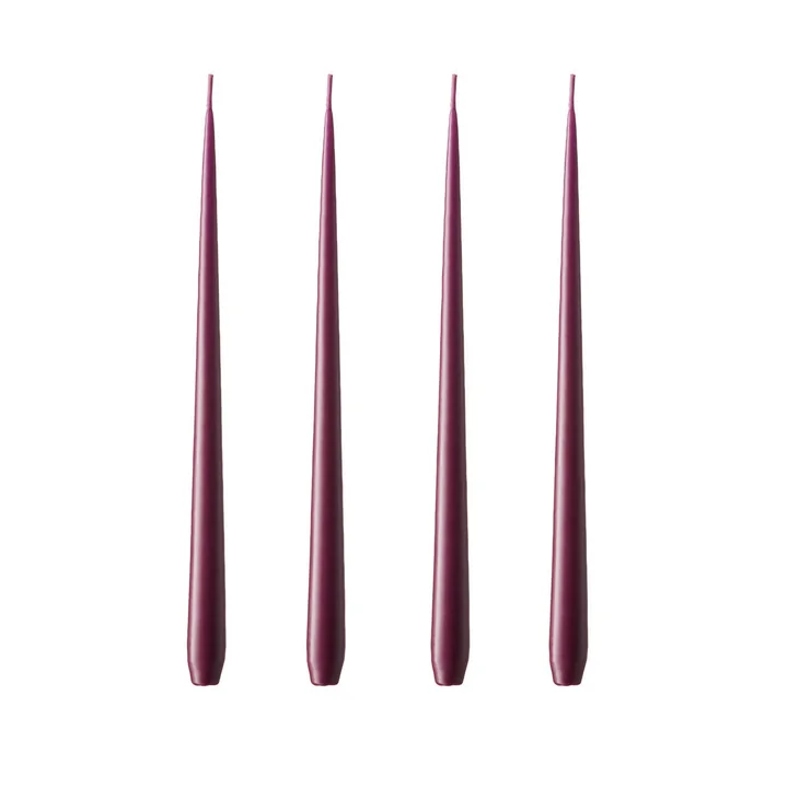 ester & erik - draadkaars, 24 cm, nr. 46/2, donker pruim / mat (set van 4)
