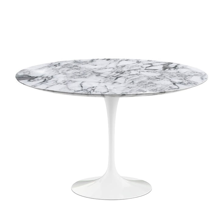 Saarinen Tulip Knoll - Bistrotafel Ø 120 cm, wit / Mamor Arabescato