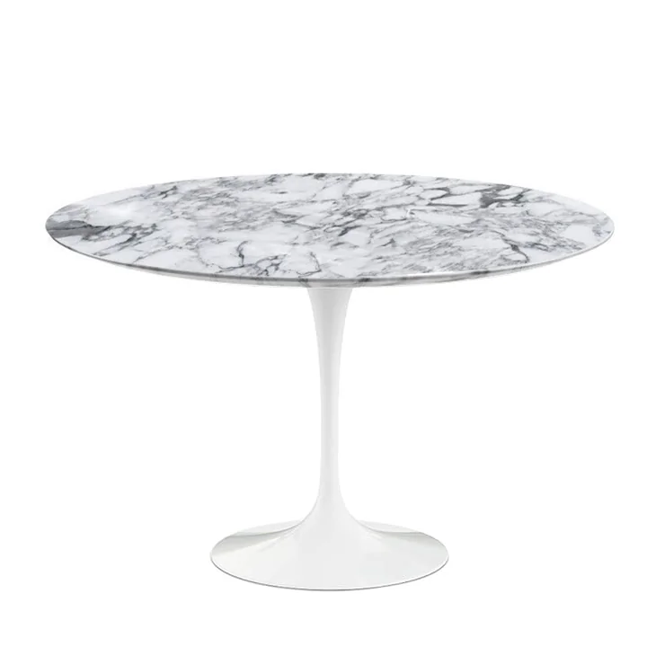 Saarinen Tulip Knoll - Bistrotafel Ø 120 cm, wit / Mamor Arabescato
